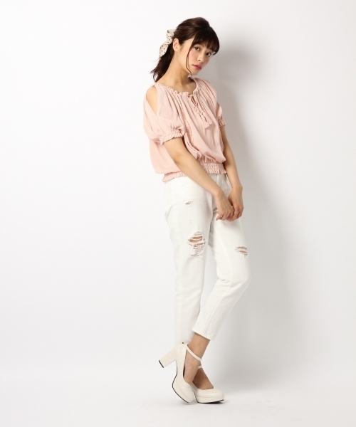 Heather(ヘザー)の「カタアキヨウリュウブラウス 722682(シャツ/ブラウス・レディース・オフホワイト/ブルー系その他/ピンク系その他・FREE)」の6枚目の写真