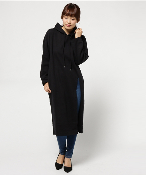 MOUSSY（マウジー）の「SLIT LONG HOODIE J（ワンピース・レディース・グリーン/トップグレー/ブラック・FREE）」の13枚目の写真