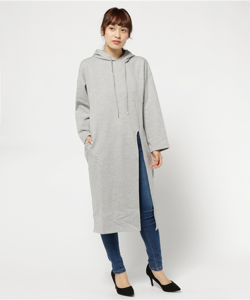 MOUSSY（マウジー）の「SLIT LONG HOODIE J（ワンピース・レディース・グリーン/トップグレー/ブラック・FREE）」の14枚目の写真
