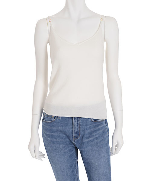 MERCURYDUO（マーキュリーデュオ）の「スクエア無地ニットキャミ（ニット/セーター・レディース・イエロー/オフホワイト/ライトグレー/ブラック・FREE）」の2枚目の写真