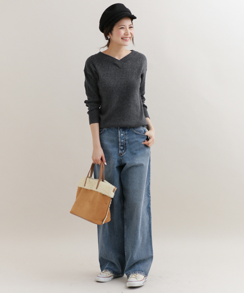 URBAN RESEARCH Sonny Label（アーバンリサーチサニーレーベル）の「Sonny Label ｳｫｯｼｬﾌﾞﾙVﾈｯｸﾆｯﾄﾌﾟﾙｵｰﾊﾞｰ（ニット/セーター・レディース・ピンク/オフホワイト/チャコールグレー・FREE）」の4枚目の写真