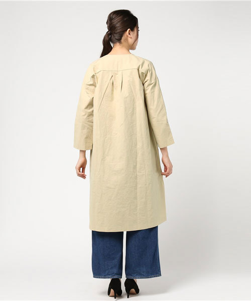 MERLOT（メルロー）の「スカラップV開きノーカラーコート5786（ノーカラージャケット・レディース・ベージュ/カーキ/ライトブルー・FREE）」の7枚目の写真