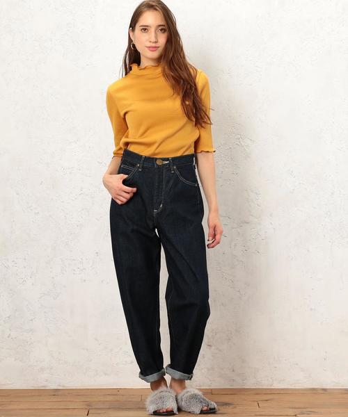 Lee（リー）の「[別注]CB LEE(リー)×GLR ハイウエスト テーパード デニムパンツ ◆（デニムパンツ・レディース・ブラック/ネイビー・MEDIUM/SMALL）」の6枚目の写真