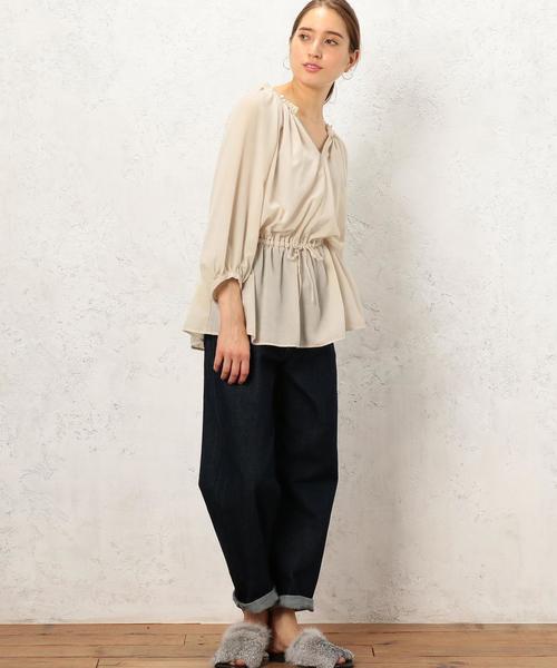 Lee（リー）の「[別注]CB LEE(リー)×GLR ハイウエスト テーパード デニムパンツ ◆（デニムパンツ・レディース・ブラック/ネイビー・MEDIUM/SMALL）」の8枚目の写真