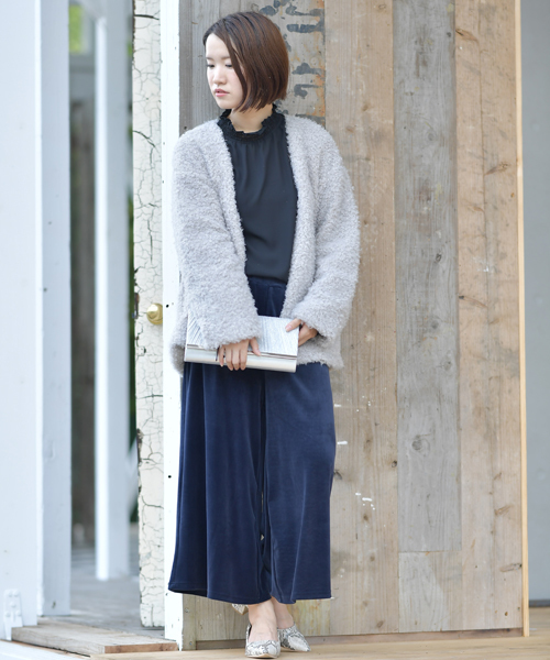 rps（アールピーエス）の「プードルファーノーカラーカーデ（カーディガン/ボレロ・レディース・ブラウン/ピンクベージュ/グレイッシュベージュ/アイボリー・M）」の8枚目の写真