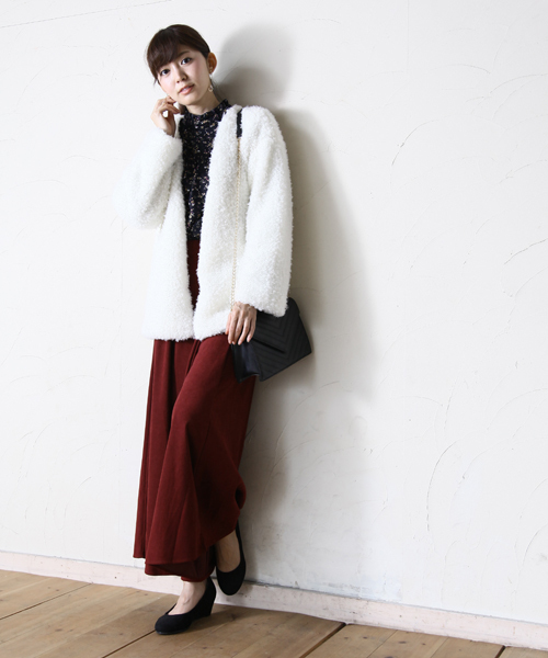 rps（アールピーエス）の「プードルファーノーカラーカーデ（カーディガン/ボレロ・レディース・ブラウン/ピンクベージュ/グレイッシュベージュ/アイボリー・M）」の9枚目の写真