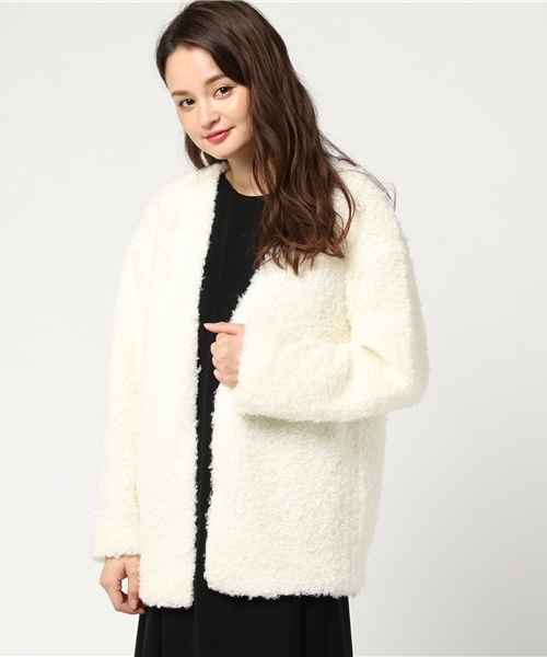 rps（アールピーエス）の「プードルファーノーカラーカーデ（カーディガン/ボレロ・レディース・ブラウン/ピンクベージュ/グレイッシュベージュ/アイボリー・M）」の21枚目の写真