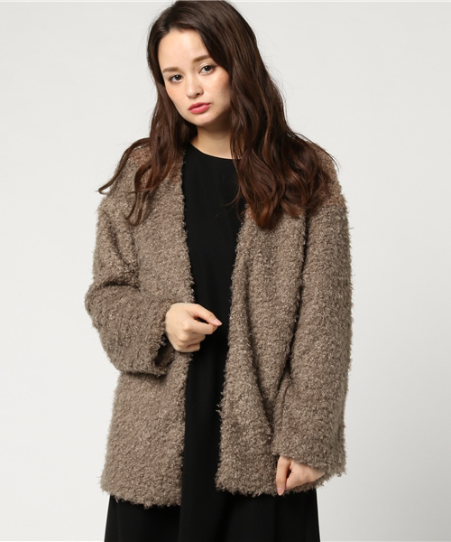 rps（アールピーエス）の「プードルファーノーカラーカーデ（カーディガン/ボレロ・レディース・ブラウン/ピンクベージュ/グレイッシュベージュ/アイボリー・M）」の22枚目の写真