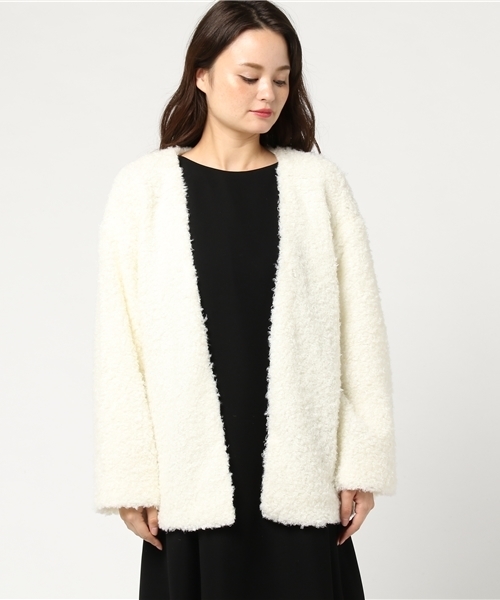 rps（アールピーエス）の「プードルファーノーカラーカーデ（カーディガン/ボレロ・レディース・ブラウン/ピンクベージュ/グレイッシュベージュ/アイボリー・M）」の14枚目の写真