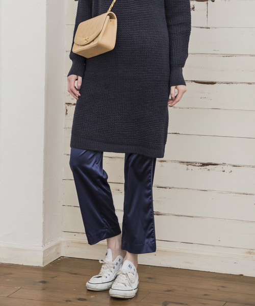 Emma Taylor 【新品】サロペットパンツ Emma Taylor]ストレッチサテンタックワイドイージーパンツ