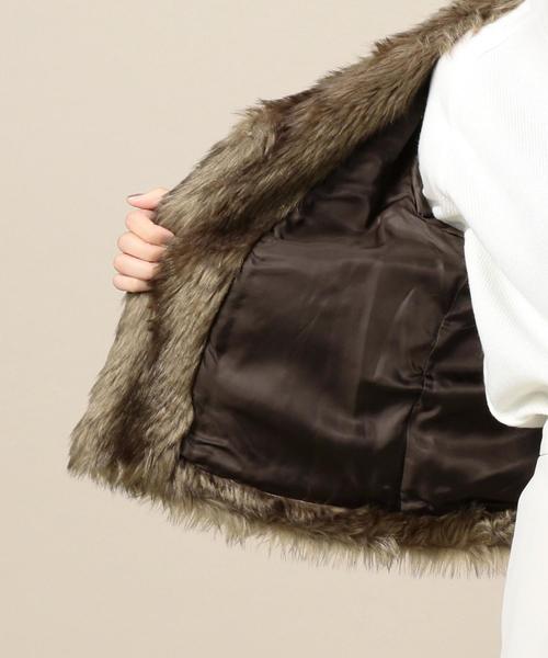 BEAUTY&YOUTH UNITED ARROWS（ビューティーアンドユースユナイテッドアローズ）の「BY フェイクファーVネックショートコート ◆（その他アウター・レディース・ブラウン・MEDIUM/SMALL）」の13枚目の写真