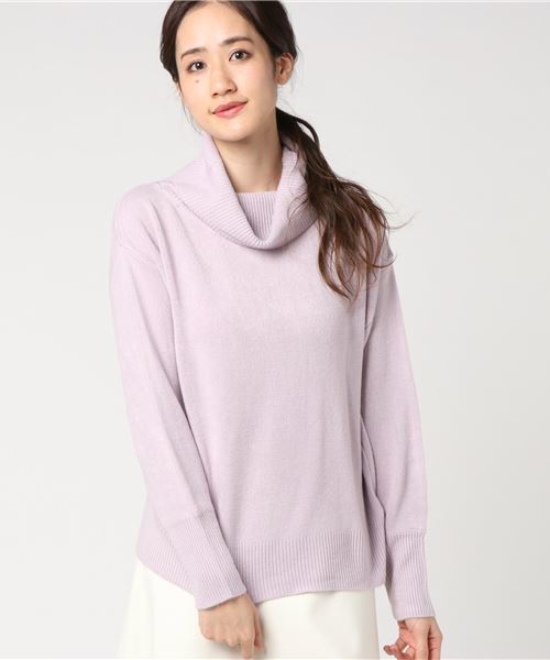 one after another NICE CLAUP（ワンアフターアナザーナイスクラップ）の「オフタートルカシミアニット（ニット/セーター・レディース・ブラック/アイボリー/ラベンダー/ベージュ・FREE）」の15枚目の写真