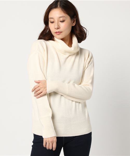 one after another NICE CLAUP（ワンアフターアナザーナイスクラップ）の「オフタートルカシミアニット（ニット/セーター・レディース・ブラック/アイボリー/ラベンダー/ベージュ・FREE）」の14枚目の写真