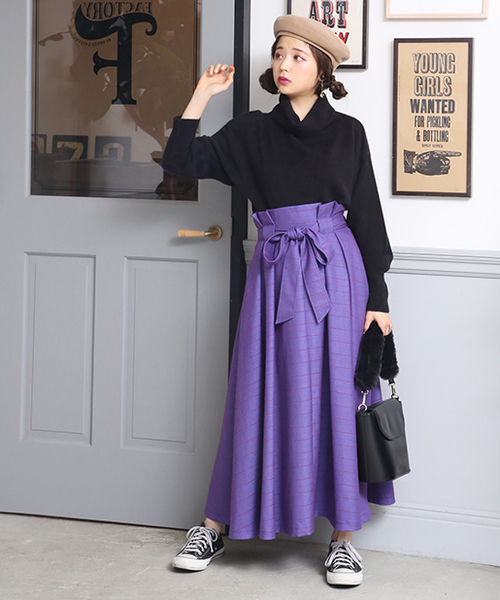 one after another NICE CLAUP（ワンアフターアナザーナイスクラップ）の「オフタートルカシミアニット（ニット/セーター・レディース・ブラック/アイボリー/ラベンダー/ベージュ・FREE）」の13枚目の写真