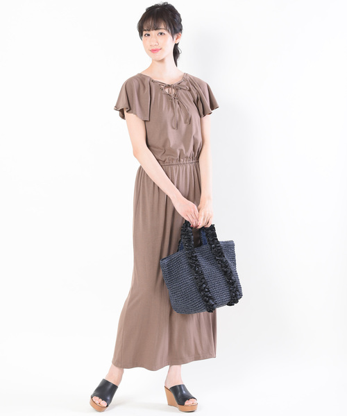 12Twelve Agenda(トゥエルブ アジェンダ)の「前後2WAYレースアップマキシワンピース(ワンピース・レディース・ブラウン/ブラック/ブルー・M)」の8枚目の写真
