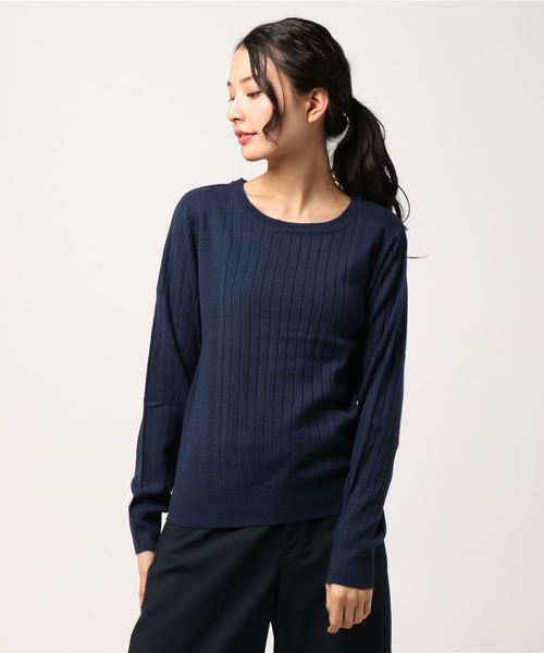 AMERICAN HOLIC(アメリカンホリック)の「・8col.Uネックリブニットプルオーバー(ニット/セーター・レディース・その他24/ネイビー/ピンク/ミント/その他26/イエロー/オフホワイト/ブラック・M/L)」の4枚目の写真