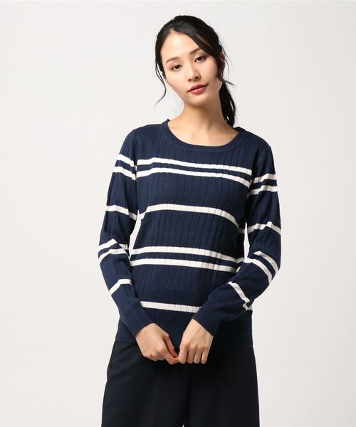 AMERICAN HOLIC(アメリカンホリック)の「・8col.Uネックリブニットプルオーバー(ニット/セーター・レディース・その他24/ネイビー/ピンク/ミント/その他26/イエロー/オフホワイト/ブラック・M/L)」の8枚目の写真