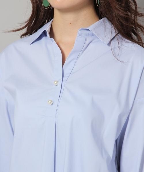 Andemiu（アンデミュウ）の「パールボタンスキッパー787751（シャツ/ブラウス・レディース・オフホワイト/ブルー/ピンク・FREE）」の10枚目の写真