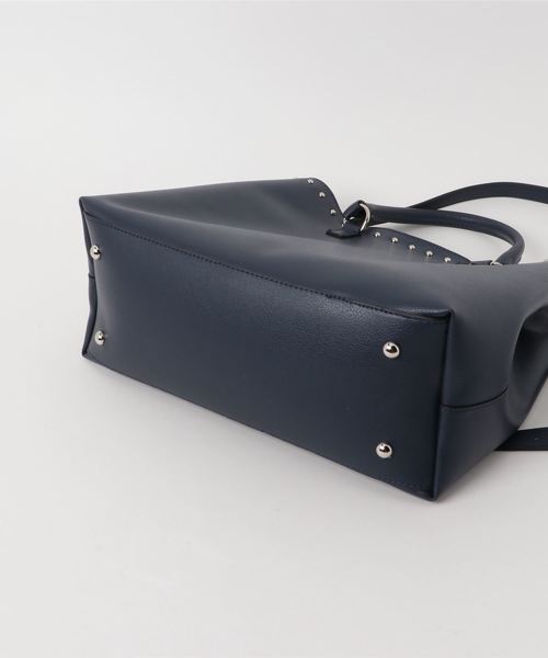 RIVE DROITE（リヴドロワ）の「【A4サイズ収納可】丸メタルトートバッグ（ハンドバッグ・レディース・ネイビー/イエロー・FREE）」の4枚目の写真