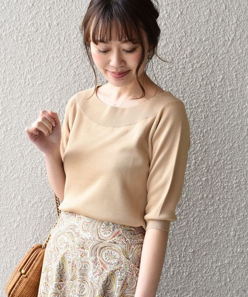 SHIPS(シップス)の「コットンボートネックプルオーバー◇(ニット/セーター・レディース・スカイブルー/ブラック/ベージュ/ピンク系その他・ONE SIZE)」の3枚目の写真