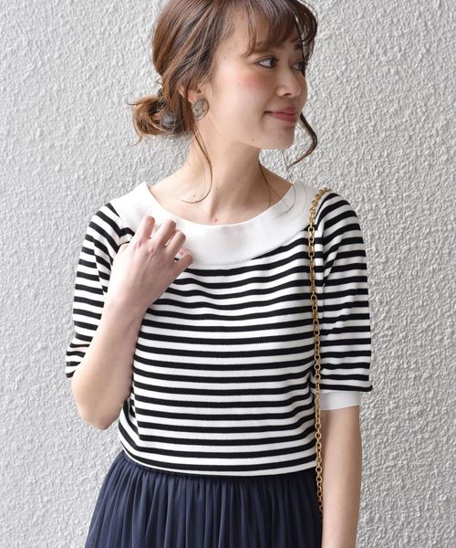 SHIPS(シップス)の「コットンボートネックプルオーバー◇(ニット/セーター・レディース・スカイブルー/ブラック/ベージュ/ピンク系その他・ONE SIZE)」の2枚目の写真