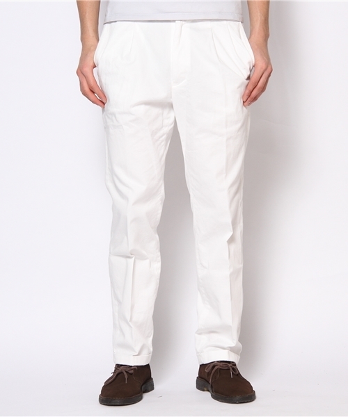 KATHARINE HAMNETT LONDON （キャサリンハムネットロンドン）の「アーカイブタックトラウザーズ（スラックス・メンズ・オフホワイト/ネイビー・LARGE/MEDIUM）」の2枚目の写真