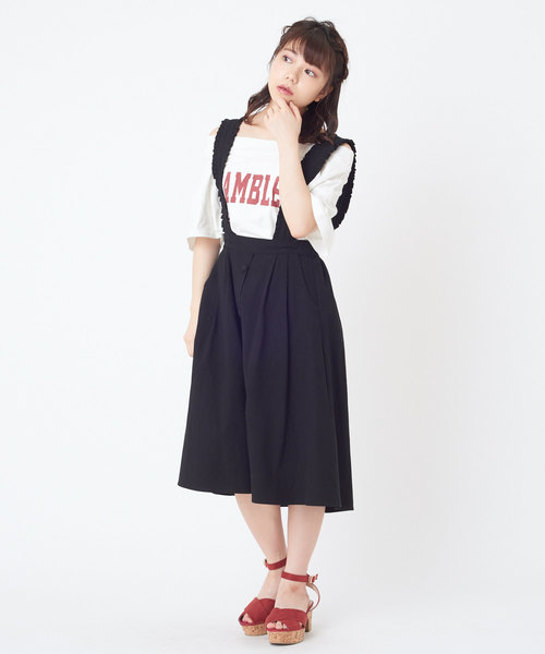 OLIVE des OLIVE（オリーブデオリーブ）の「サス付きイレヘムスカート（スカート・レディース・ブラック/カーキ/ピンク/キナリ・FREE）」の2枚目の写真