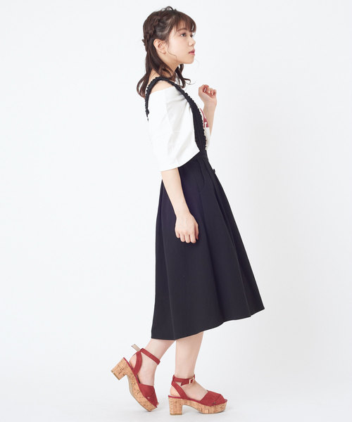 OLIVE des OLIVE（オリーブデオリーブ）の「サス付きイレヘムスカート（スカート・レディース・ブラック/カーキ/ピンク/キナリ・FREE）」の8枚目の写真