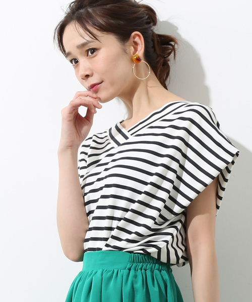 ViS(ビス)の「【ティラウス(R)】【前後2WAY】ネックドルマンプルオーバー(Tシャツ/カットソー)」|ホワイト系その他