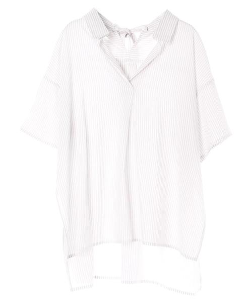 earth music&ecology(アースミュージックアンドエコロジー)の「・バックリボンスキッパーシャツ(シャツ/ブラウス・レディース・ブルー系その他/グレー系その他3/オフホワイト/ライトベージュ・FREE)」の16枚目の写真