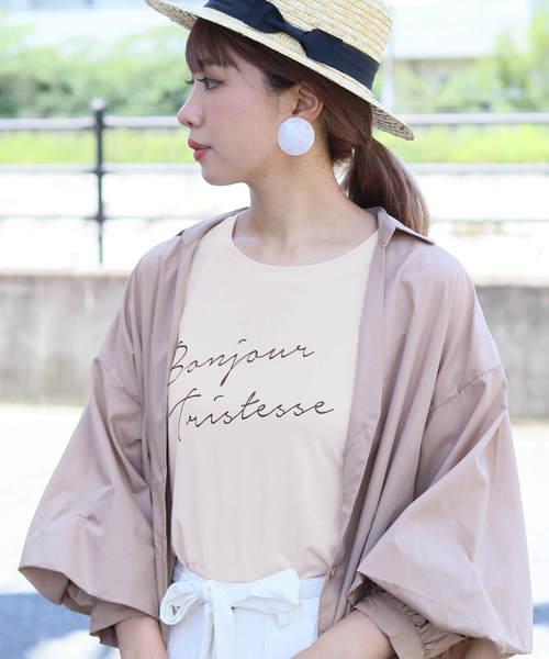 reca（レカ）の「ゆるテロ 落ち感でシンプルだけどオシャレ◇ゆったり 筆記体ロゴTシャツ（Tシャツ/カットソー・レディース・ホワイト/ブラック/キナリ・FREE）」の3枚目の写真