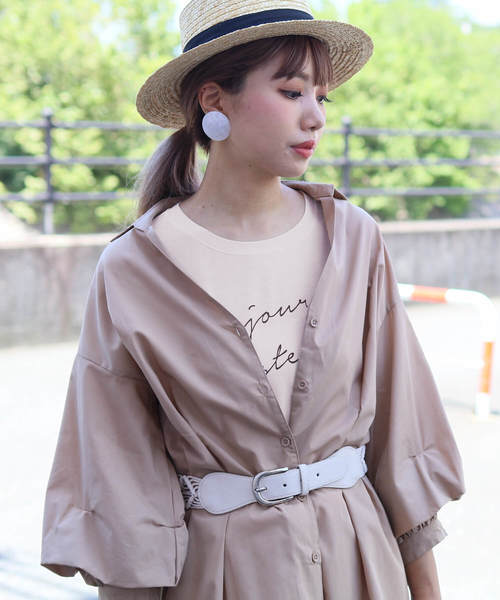 reca（レカ）の「ゆるテロ 落ち感でシンプルだけどオシャレ◇ゆったり 筆記体ロゴTシャツ（Tシャツ/カットソー・レディース・ホワイト/ブラック/キナリ・FREE）」の11枚目の写真