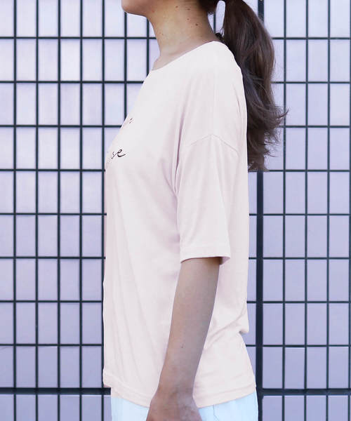 reca（レカ）の「ゆるテロ 落ち感でシンプルだけどオシャレ◇ゆったり 筆記体ロゴTシャツ（Tシャツ/カットソー・レディース・ホワイト/ブラック/キナリ・FREE）」の15枚目の写真