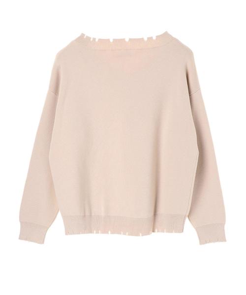 YECCA VECCA（イェッカヴェッカ）の「ダメージVネックニット（ニット/セーター・レディース・ベージュ/パープル/ブラウン/グレー・FREE）」の10枚目の写真