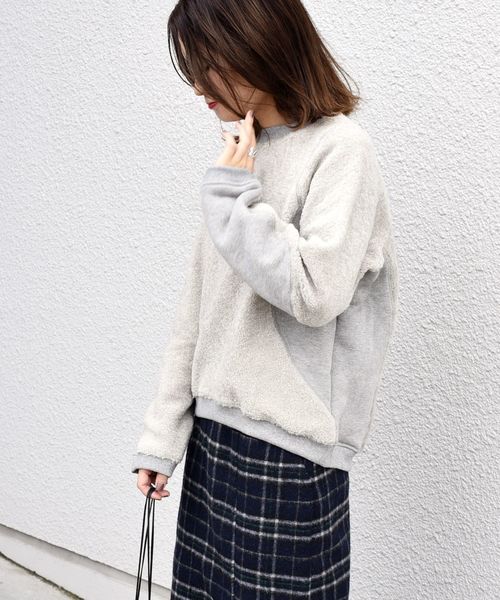 liflattie ships(リフラティ シップス)の「liflattie ships:ボアコンビトップス◇(Tシャツ/カットソー・レディース・ライトグレー/ブラウン/ネイビー・SMALL/MEDIUM)」の8枚目の写真