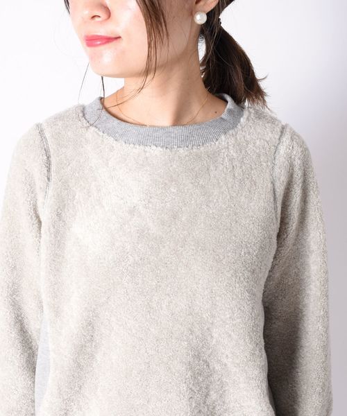 liflattie ships(リフラティ シップス)の「liflattie ships:ボアコンビトップス◇(Tシャツ/カットソー・レディース・ライトグレー/ブラウン/ネイビー・SMALL/MEDIUM)」の7枚目の写真