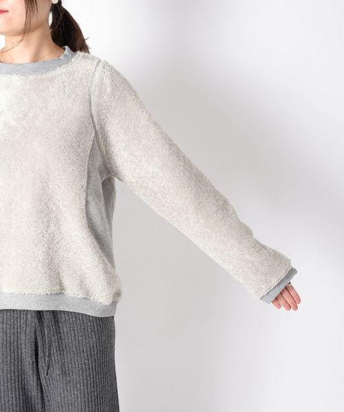 liflattie ships(リフラティ シップス)の「liflattie ships:ボアコンビトップス◇(Tシャツ/カットソー・レディース・ライトグレー/ブラウン/ネイビー・SMALL/MEDIUM)」の5枚目の写真