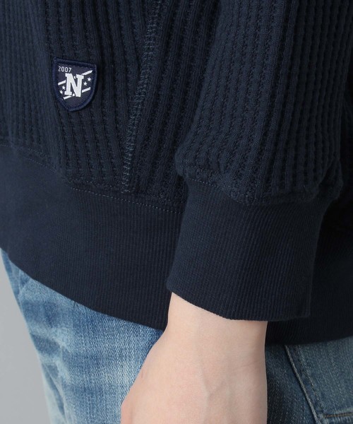 Burner(バーナー)の「【Nanea】ビッグワッフル クルーネックプルオーバー ビッグシルエット(Tシャツ/カットソー・レディース・ワイン/ネイビー/イエロー・FREE)」の9枚目の写真