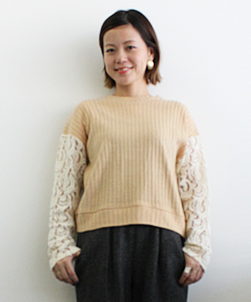 mystic（ミスティック）の「【mystic20th】レース袖P/O（Tシャツ/カットソー・レディース・ブラック/キャメル/グレー/オフホワイト/ネイビー/ブルー系その他/イエロー系その他/ベージュ・ﾌﾘ-）」の8枚目の写真