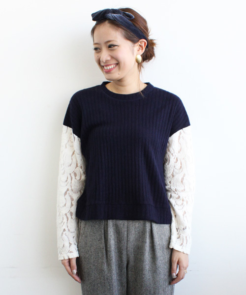 mystic（ミスティック）の「【mystic20th】レース袖P/O（Tシャツ/カットソー・レディース・ブラック/キャメル/グレー/オフホワイト/ネイビー/ブルー系その他/イエロー系その他/ベージュ・ﾌﾘ-）」の9枚目の写真