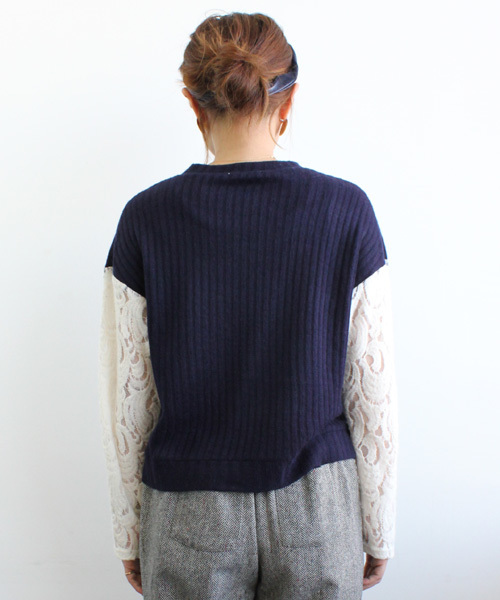 mystic（ミスティック）の「【mystic20th】レース袖P/O（Tシャツ/カットソー・レディース・ブラック/キャメル/グレー/オフホワイト/ネイビー/ブルー系その他/イエロー系その他/ベージュ・ﾌﾘ-）」の12枚目の写真