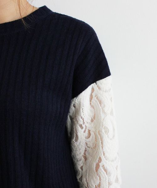 mystic（ミスティック）の「【mystic20th】レース袖P/O（Tシャツ/カットソー・レディース・ブラック/キャメル/グレー/オフホワイト/ネイビー/ブルー系その他/イエロー系その他/ベージュ・ﾌﾘ-）」の13枚目の写真