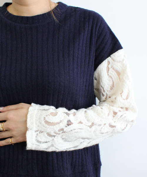 mystic（ミスティック）の「【mystic20th】レース袖P/O（Tシャツ/カットソー・レディース・ブラック/キャメル/グレー/オフホワイト/ネイビー/ブルー系その他/イエロー系その他/ベージュ・ﾌﾘ-）」の10枚目の写真