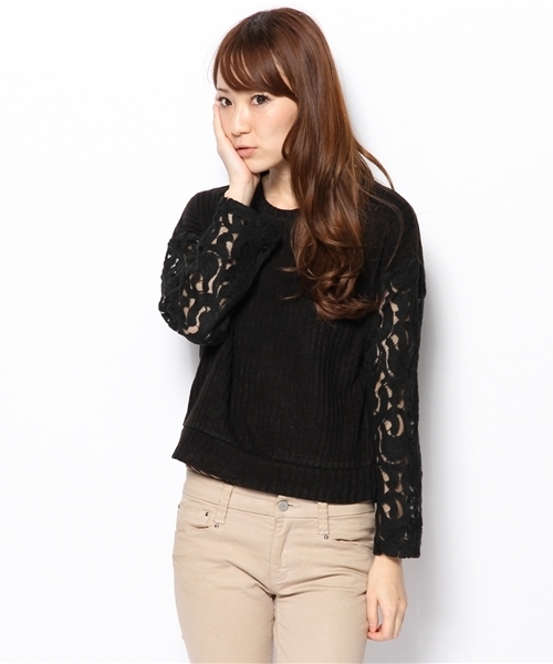 mystic（ミスティック）の「【mystic20th】レース袖P/O（Tシャツ/カットソー・レディース・ブラック/キャメル/グレー/オフホワイト/ネイビー/ブルー系その他/イエロー系その他/ベージュ・ﾌﾘ-）」の15枚目の写真