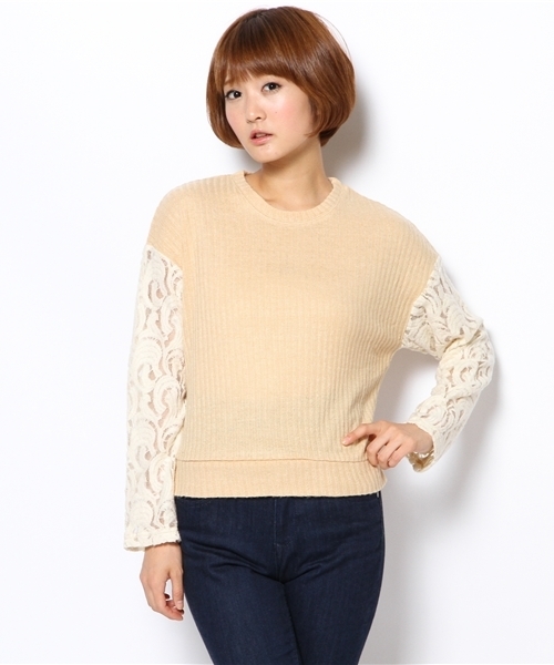 mystic（ミスティック）の「【mystic20th】レース袖P/O（Tシャツ/カットソー・レディース・ブラック/キャメル/グレー/オフホワイト/ネイビー/ブルー系その他/イエロー系その他/ベージュ・ﾌﾘ-）」の14枚目の写真