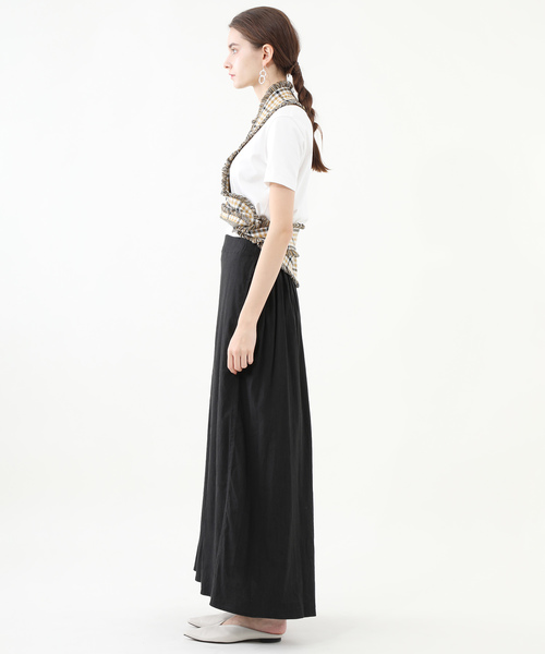 M/M ATTACHMENT（エムエムアタッチメント）の「【M/M ATTACHMENT】バイオリネンストレッチ 2WAベアトップYスカート LT91-633（スカート・レディース・ブラック/ベージュ・1/2）」の3枚目の写真