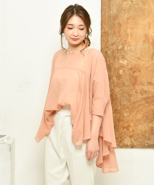 DouDou（ドゥドゥ）の「フレアブラウス（シャツ/ブラウス・レディース・オフホワイト/オレンジ/グリーン/ピンク・FREE）」の4枚目の写真