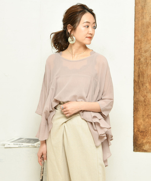 DouDou（ドゥドゥ）の「フレアブラウス（シャツ/ブラウス・レディース・オフホワイト/オレンジ/グリーン/ピンク・FREE）」の17枚目の写真