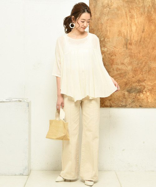 DouDou（ドゥドゥ）の「フレアブラウス（シャツ/ブラウス・レディース・オフホワイト/オレンジ/グリーン/ピンク・FREE）」の21枚目の写真