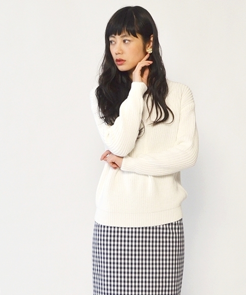 SHIPS for women（シップスフォーウィメン）の「5G アゼプルオーバーニット（ニット/セーター・レディース・グリーン/ライトブルー/ライトホワイト/ネイビー・ONE SIZE）」の2枚目の写真